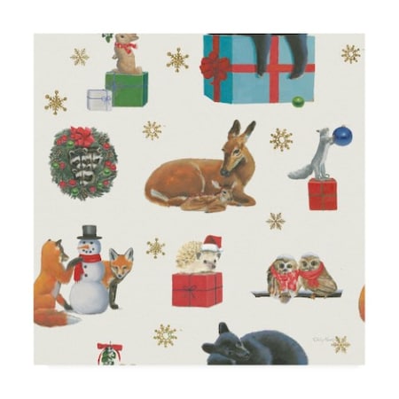 Emily Adams 'Christmas Critters Bright Pattern IIIB' Canvas Art,14x14